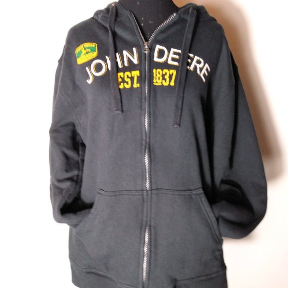 John Deere Dark Blue Hoodie Zip up Sweatshirt Jacket Size: M - Picture 1 of 4